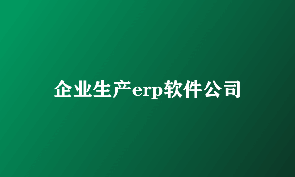 企业生产erp软件公司