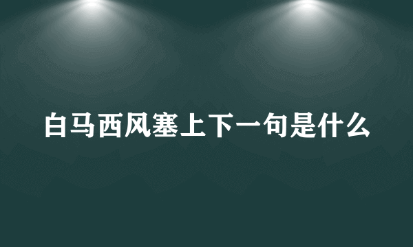 白马西风塞上下一句是什么