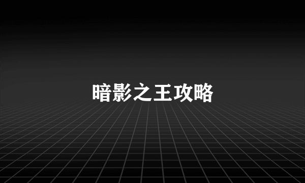 暗影之王攻略