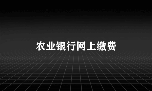 农业银行网上缴费