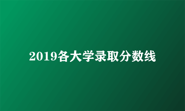 2019各大学录取分数线