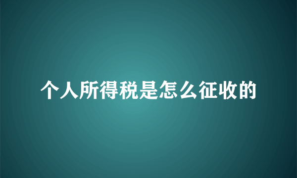 个人所得税是怎么征收的