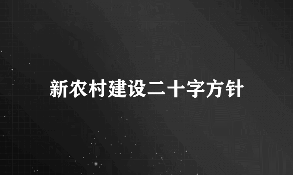 新农村建设二十字方针