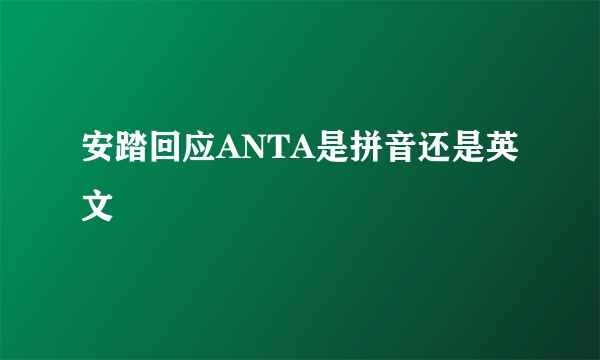 安踏回应ANTA是拼音还是英文