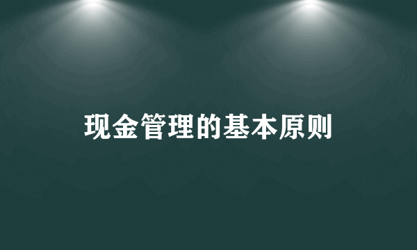 现金管理的基本原则