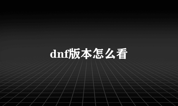 dnf版本怎么看