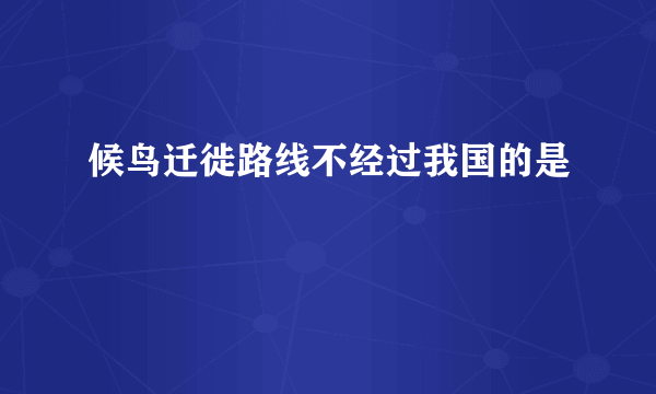 候鸟迁徙路线不经过我国的是