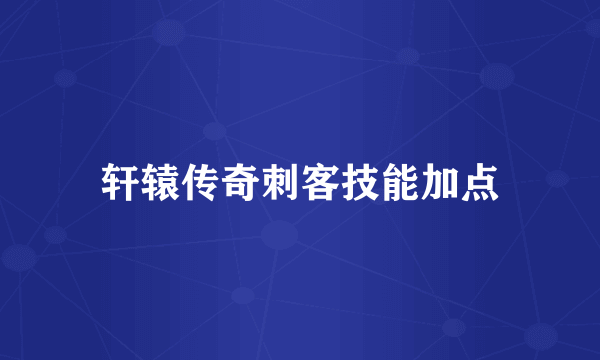 轩辕传奇刺客技能加点