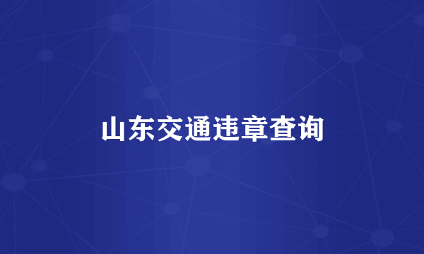 山东交通违章查询