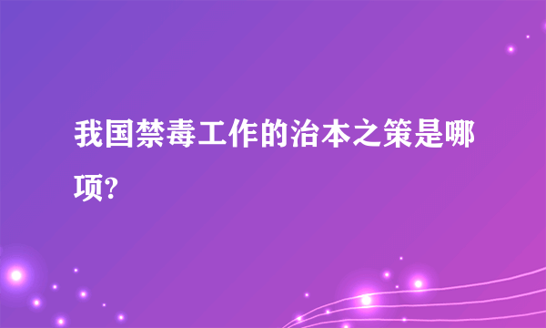 我国禁毒工作的治本之策是哪项?