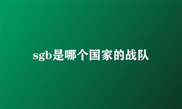 sgb是哪个国家的战队