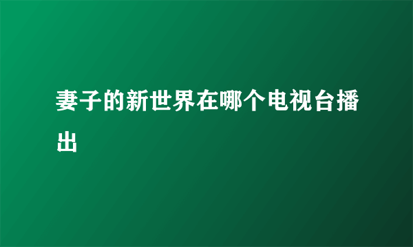 妻子的新世界在哪个电视台播出