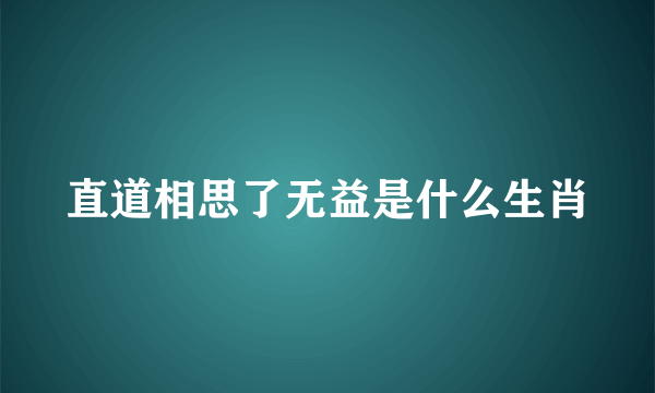 直道相思了无益是什么生肖