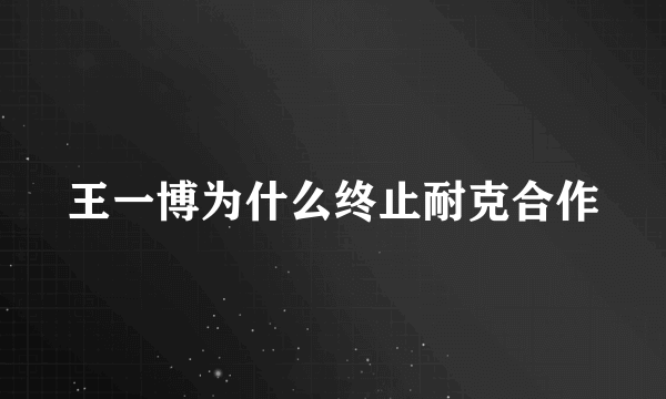 王一博为什么终止耐克合作