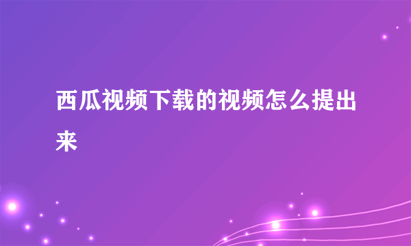 西瓜视频下载的视频怎么提出来