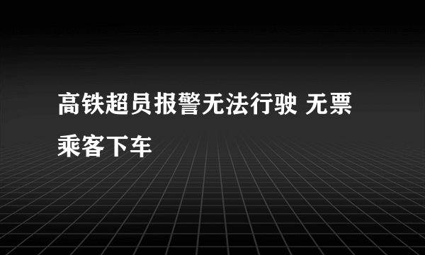 高铁超员报警无法行驶 无票乘客下车