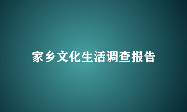 家乡文化生活调查报告