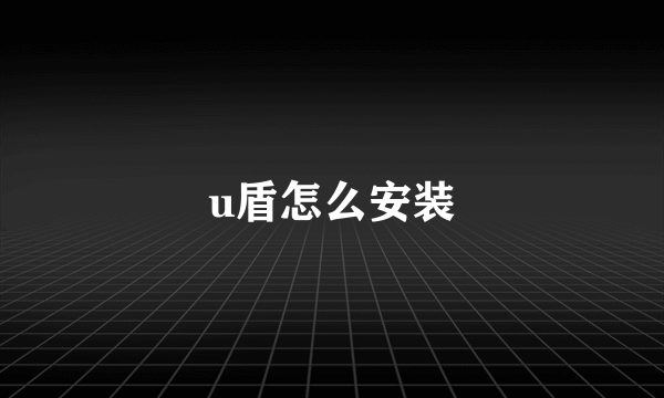 u盾怎么安装