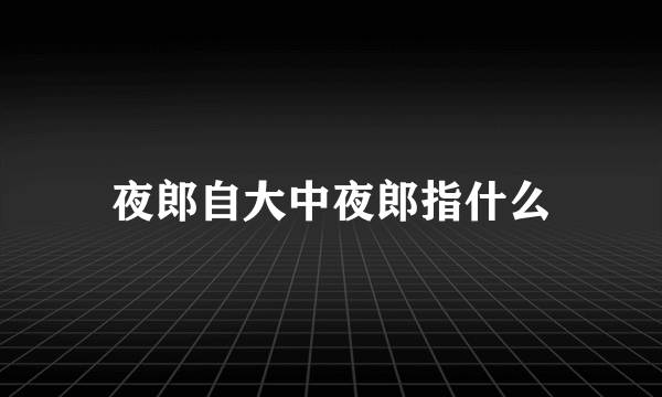 夜郎自大中夜郎指什么