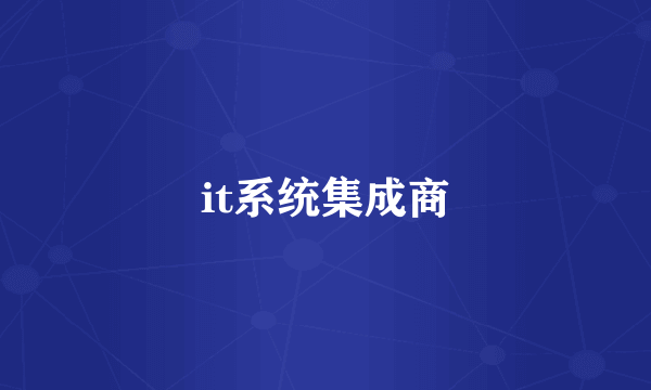 it系统集成商