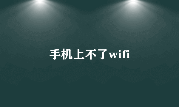 手机上不了wifi