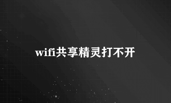 wifi共享精灵打不开