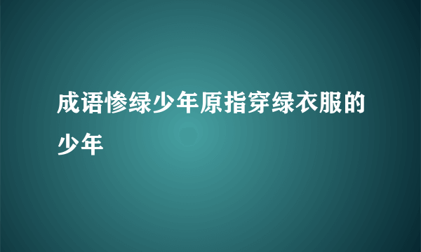 成语惨绿少年原指穿绿衣服的少年