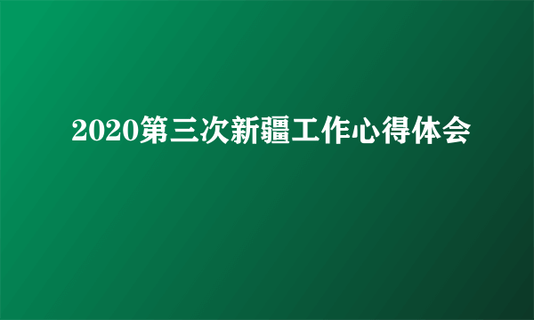 2020第三次新疆工作心得体会