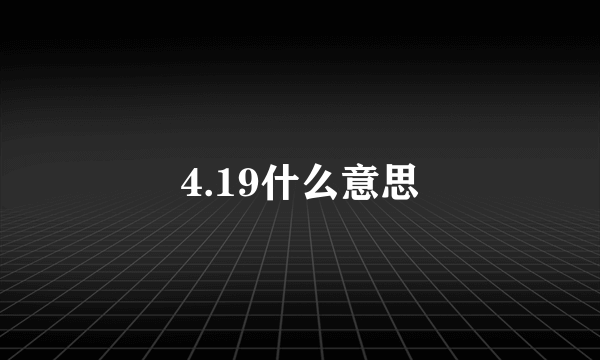 4.19什么意思