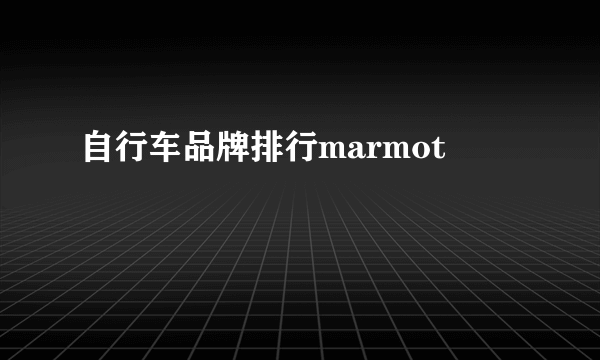 自行车品牌排行marmot