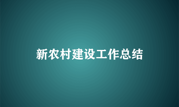 新农村建设工作总结