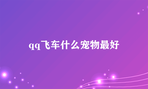 qq飞车什么宠物最好