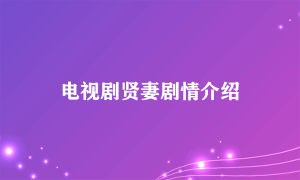 电视剧贤妻剧情介绍