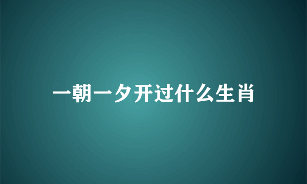 一朝一夕开过什么生肖