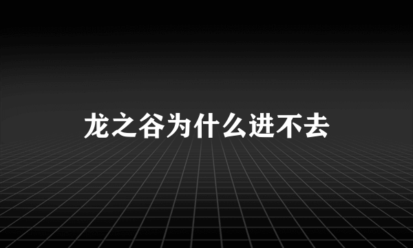 龙之谷为什么进不去