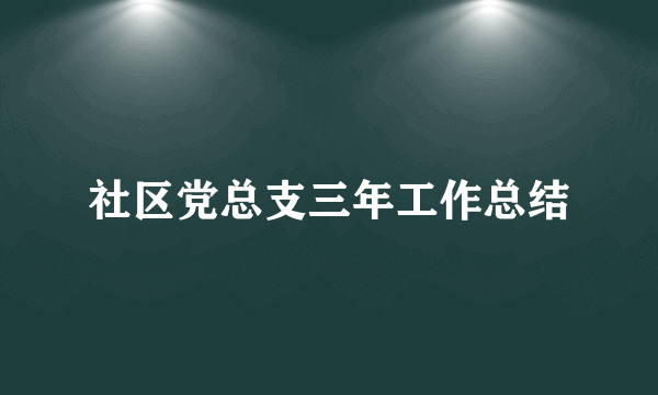 社区党总支三年工作总结