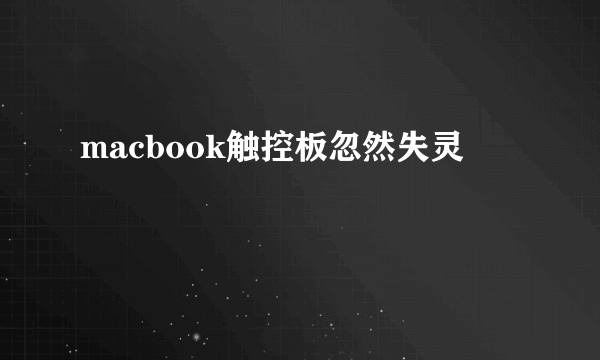 macbook触控板忽然失灵