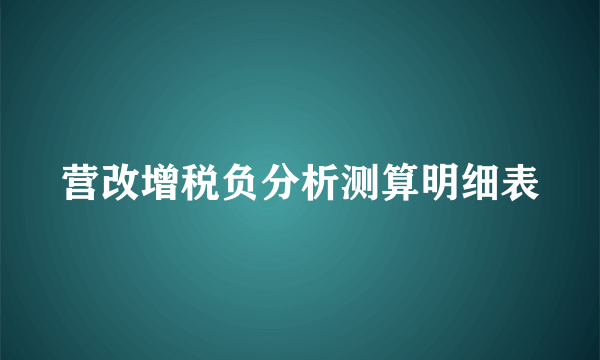 营改增税负分析测算明细表