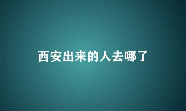 西安出来的人去哪了