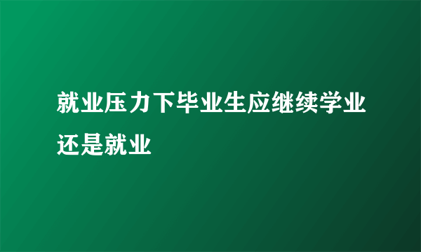 就业压力下毕业生应继续学业还是就业