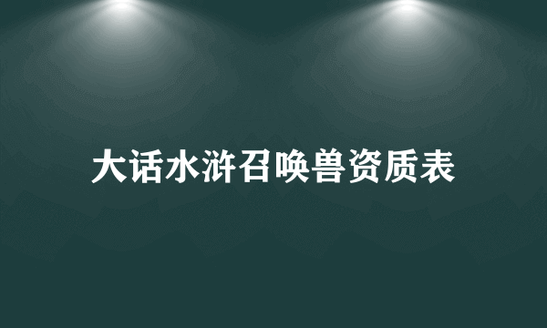 大话水浒召唤兽资质表