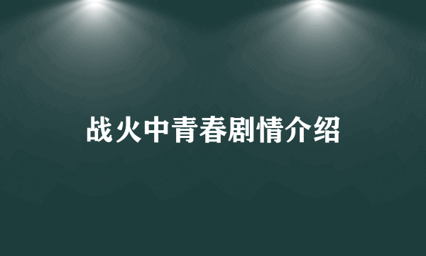 战火中青春剧情介绍