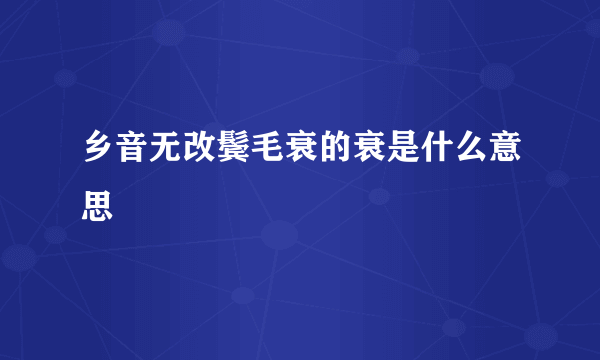 乡音无改鬓毛衰的衰是什么意思