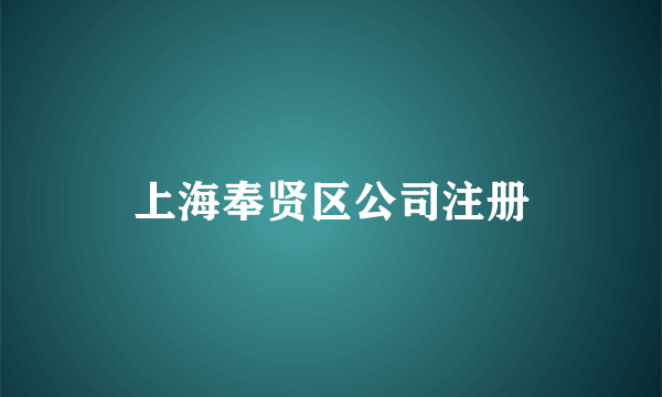 上海奉贤区公司注册