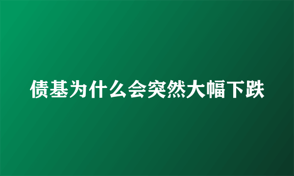 债基为什么会突然大幅下跌