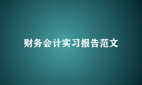 财务会计实习报告范文