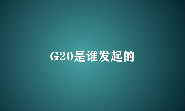 G20是谁发起的