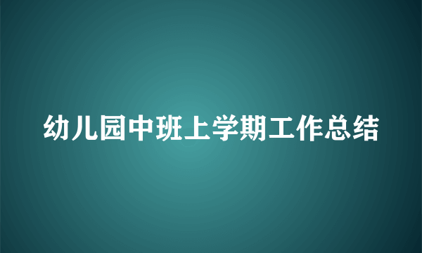 幼儿园中班上学期工作总结