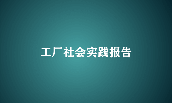 工厂社会实践报告