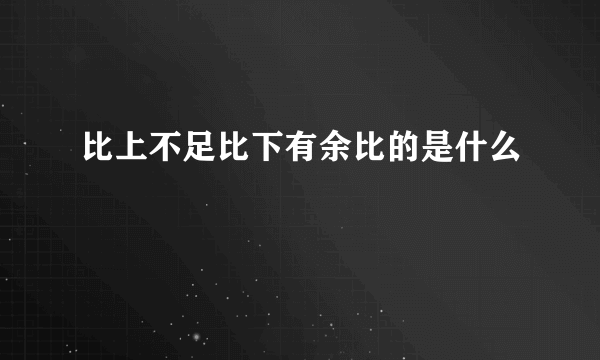 比上不足比下有余比的是什么